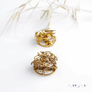 アンティーク　清王朝　ゴールドリーフ　インセクト（甲虫）　ワイヤーワーク　装飾金具