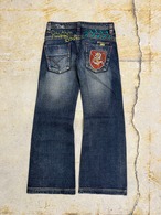 00's design skull embroideried denim pants