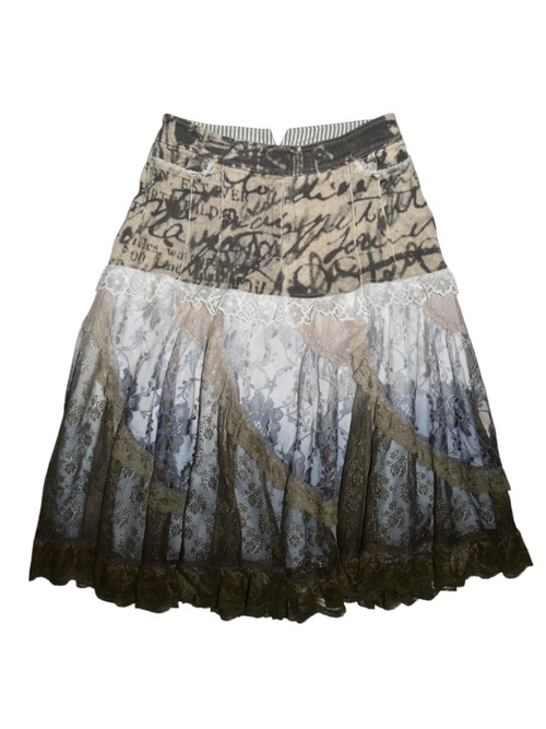NETSU – Brown Graphic Waist Gradient Lace Skirt