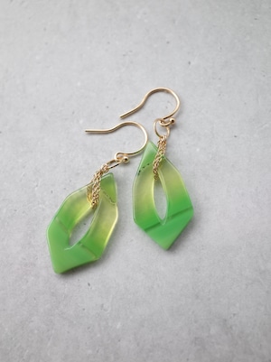 Lime Agate  - Graphical Hook Earrings  -