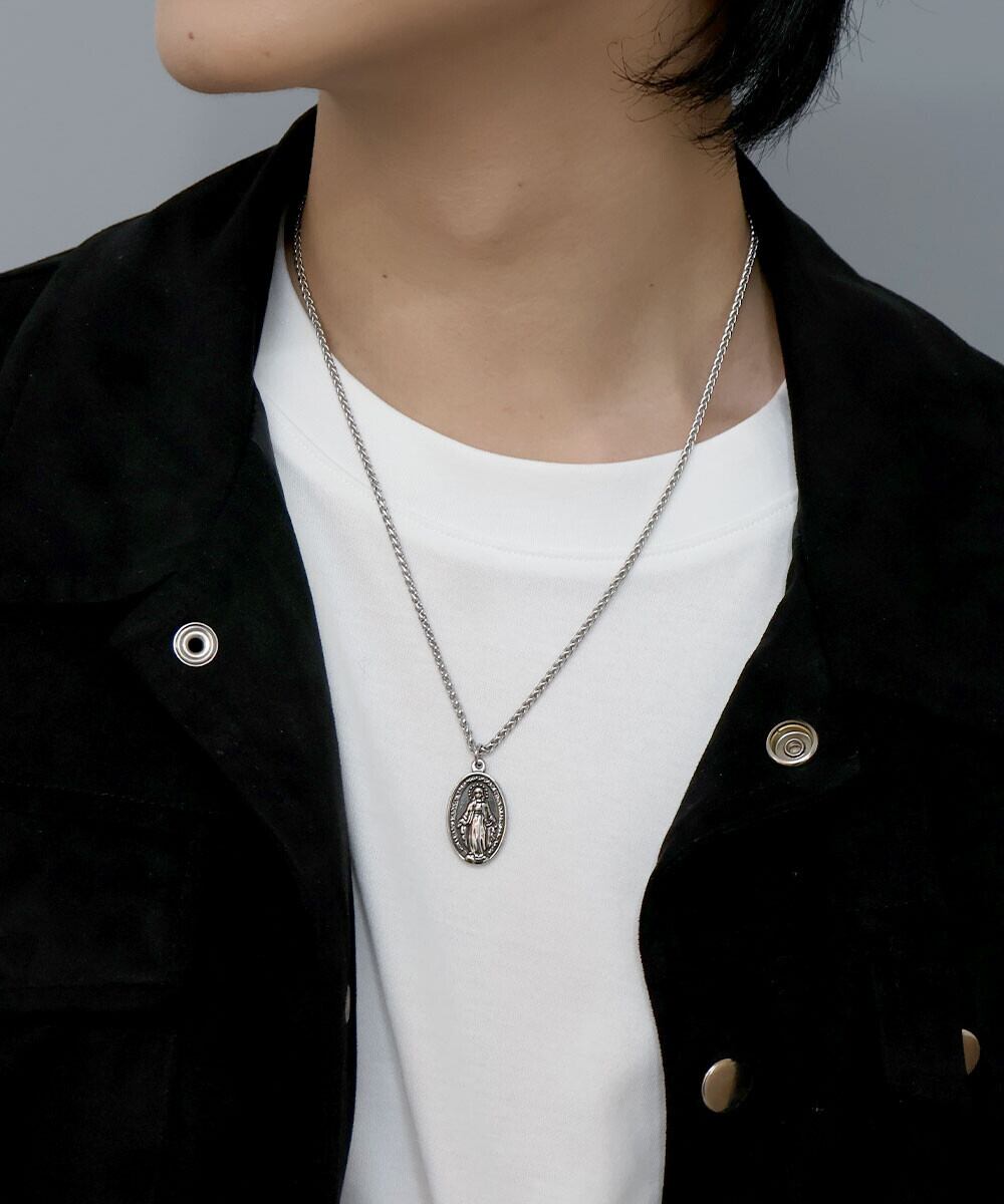 【サージカルステンレス 316L】メンズライク モチーフネックレス オーバルコイン 金属アレルギー対応