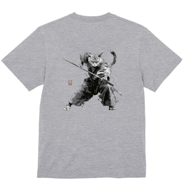 斬り結ぶ猫 ― 江戸墨線アート」Tシャツ 半袖 | にやん暦堂