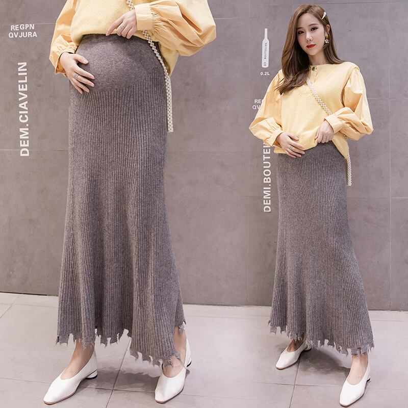 【新作】【送料無料】 妊娠中の婦人服2019秋と冬の新しいベリーリフトニット妊婦のスカートtels妊婦バッグヒップロングスカート-アリババ オータム 秋物 ウィンター 冬物 expec244980562560