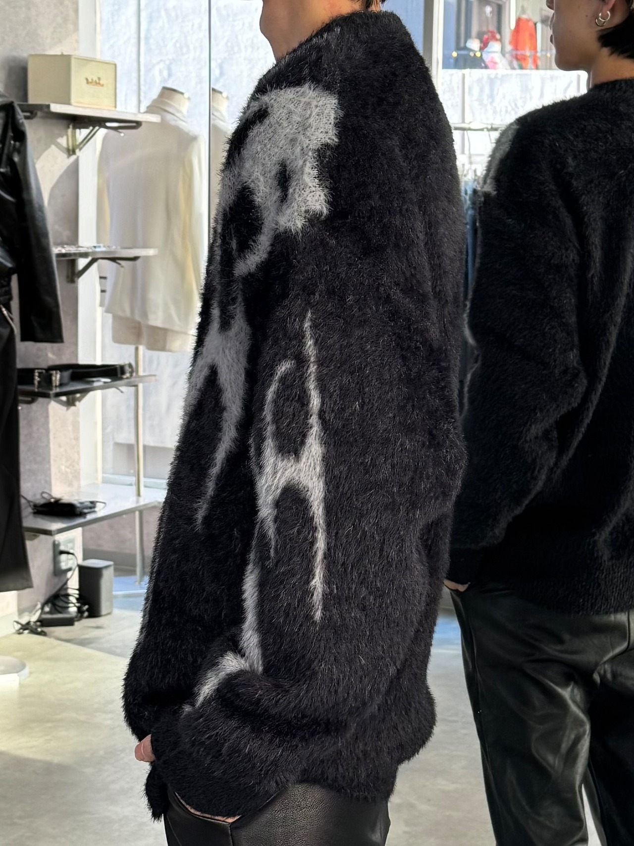 【ALUDE SELECT】line pattern black knit