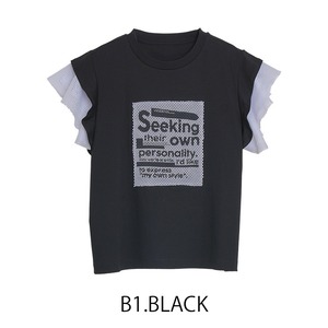 ミカーレミカーレ MICALLEMICALLE メッシュ使いロゴTシャツ