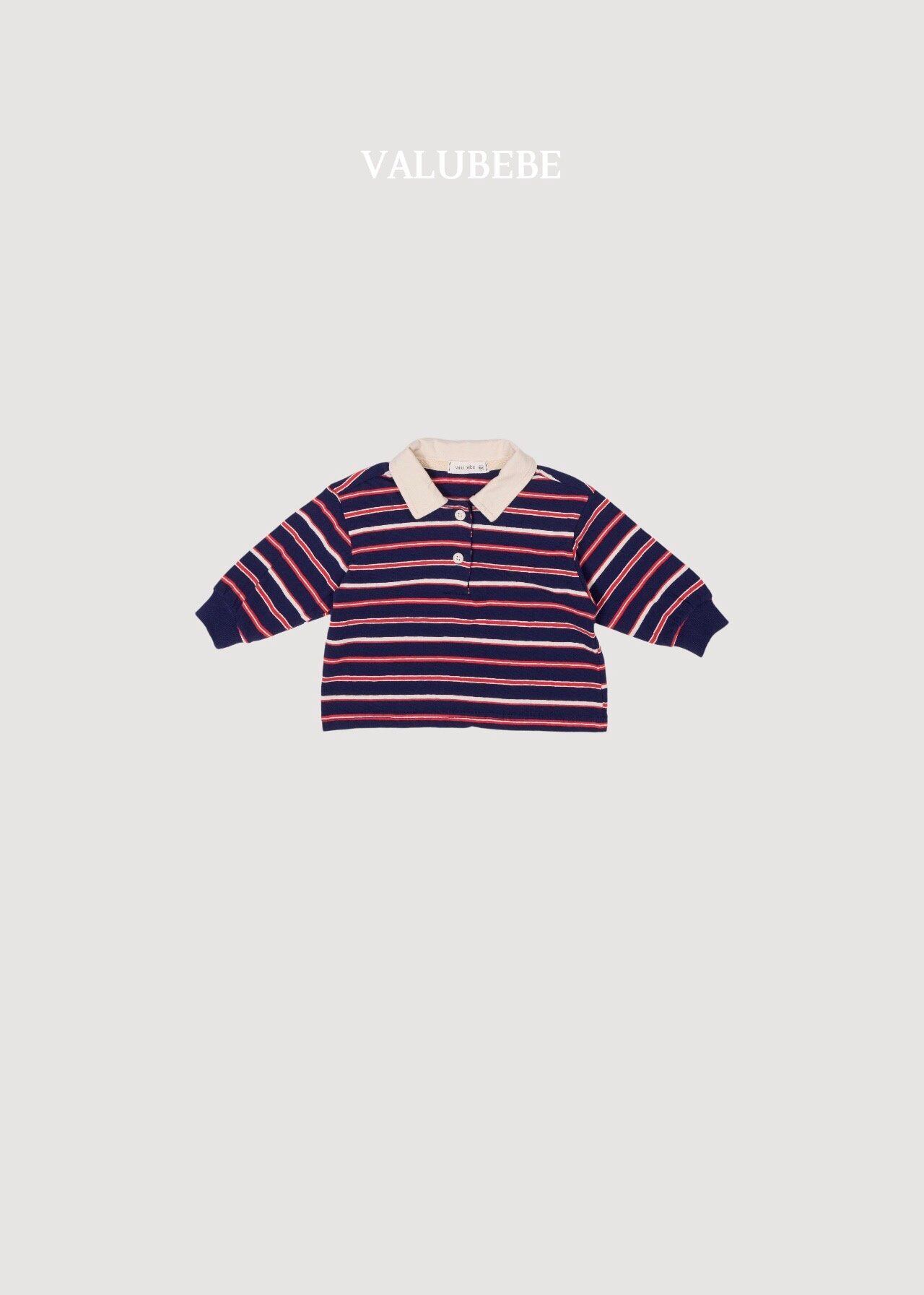 送料無料【予約】/ ミルキーストライプ襟付きTシャツ / valubebe