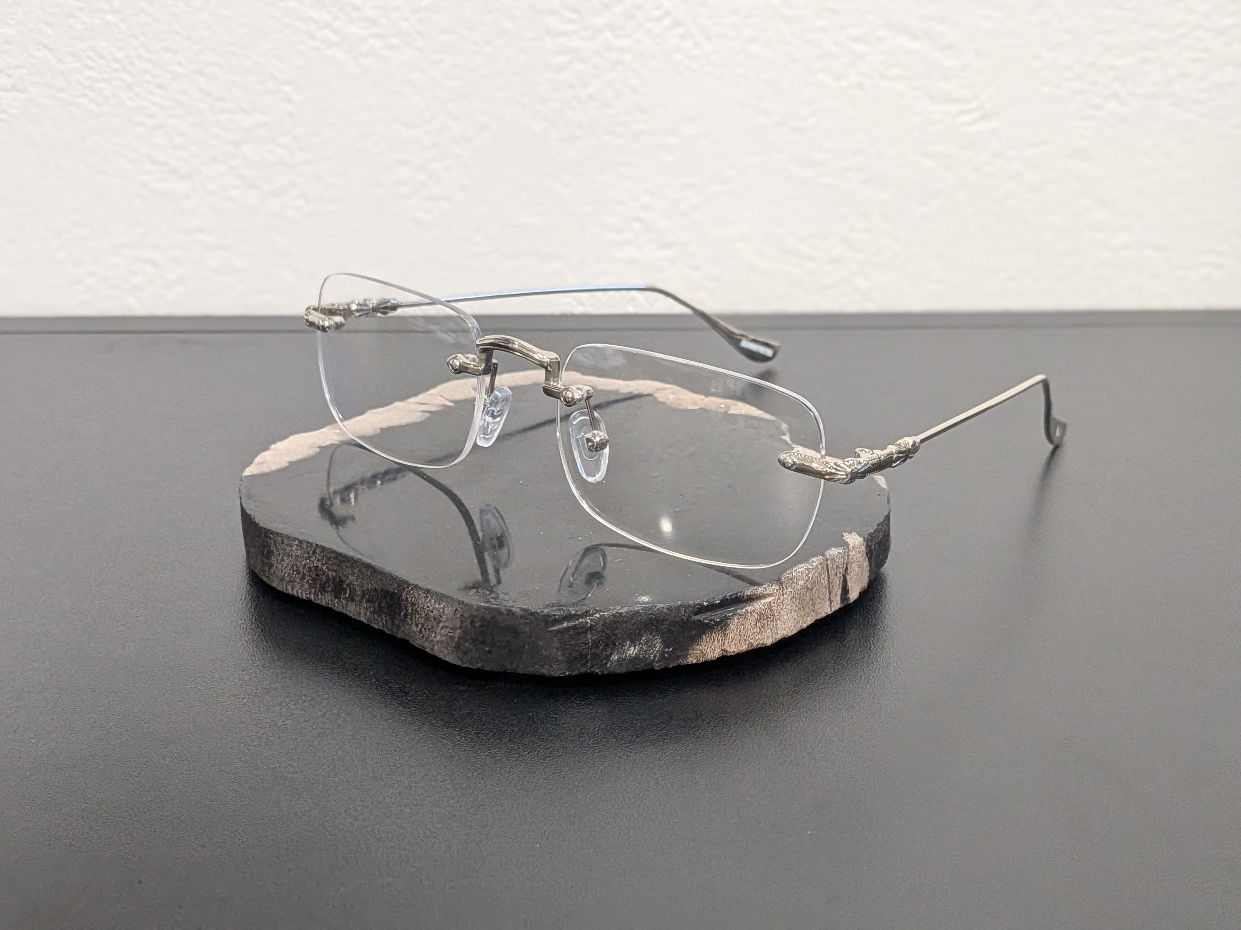 engraving rimless glasses リムレス シルバー