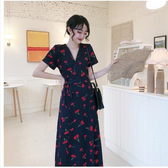 レトロ柄 ワンピース ワンピース シフォンワンピース 膝丈 レディース