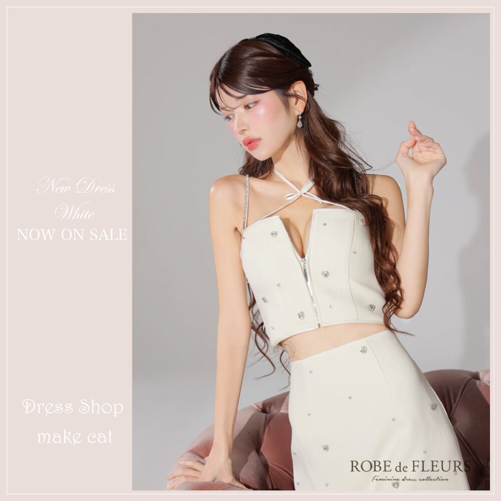 【ROBE de FLEURS 】【送料無料】【即納】【当店特別価格】【税込】2way♥ハートビジューバストカットセットアップミニキャバドレス 3586 (fm3586)