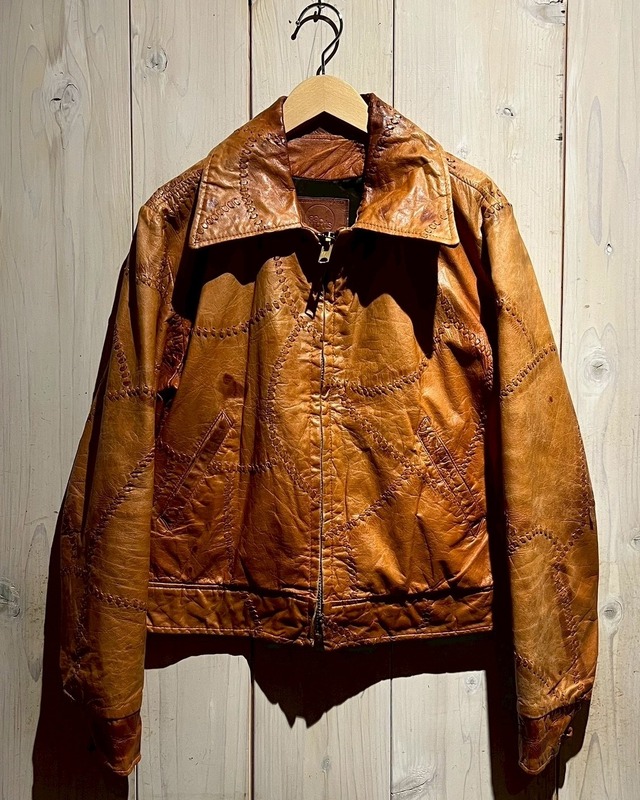 【a.k.a.C.a.k.a vintage】70's Vintage Patchwork Custom Leather Jacket