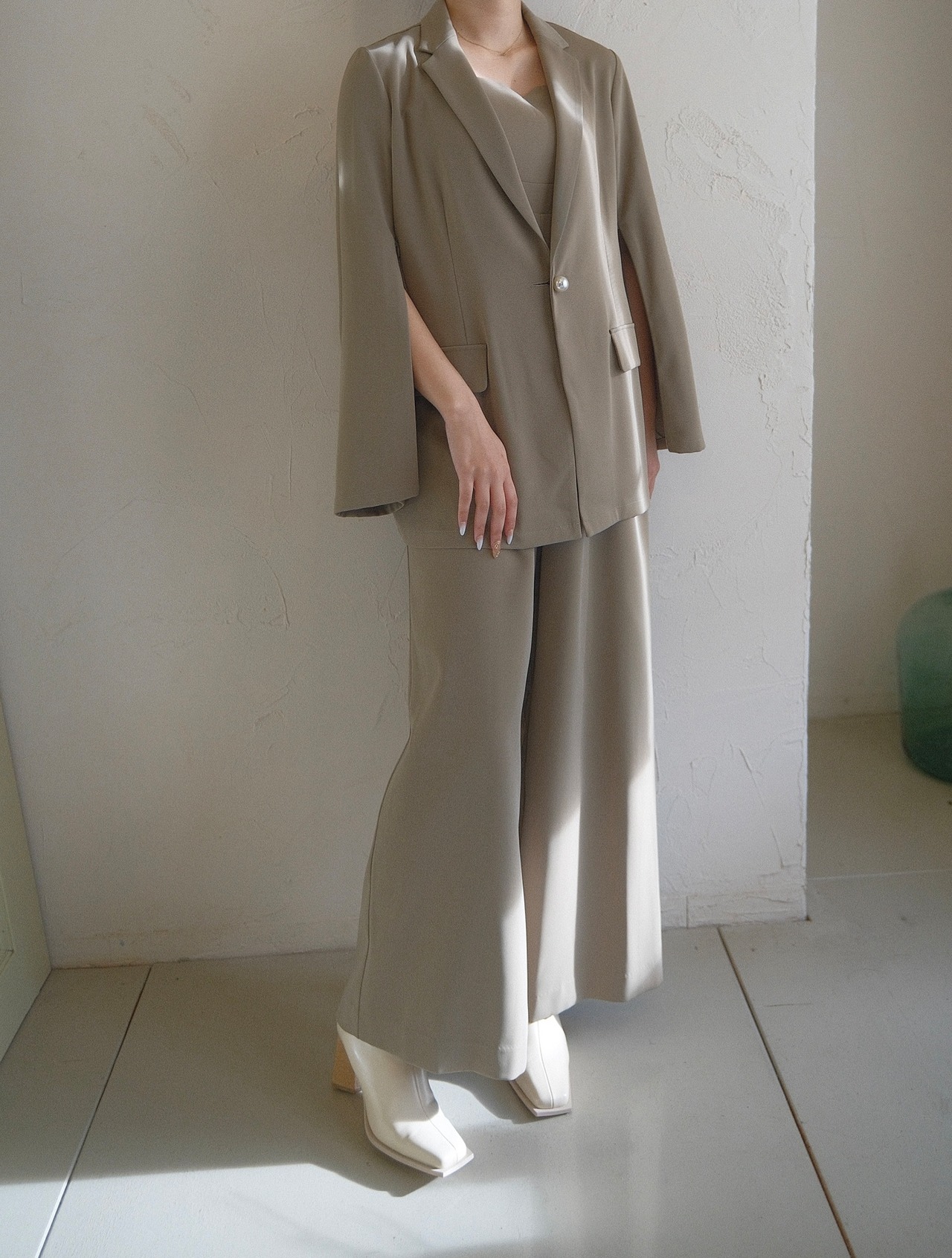 Jacket & All-in-one Setup Dress / KHAKI - 1