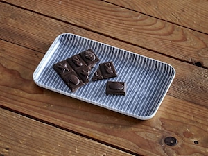 fog linen work | リネンコーティングトレイ(S) グレーホワイトストライプ