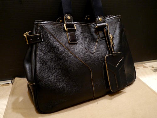 レア◆YSL サンローラン EASY 男女可 レザー トート バッグ 茶◆