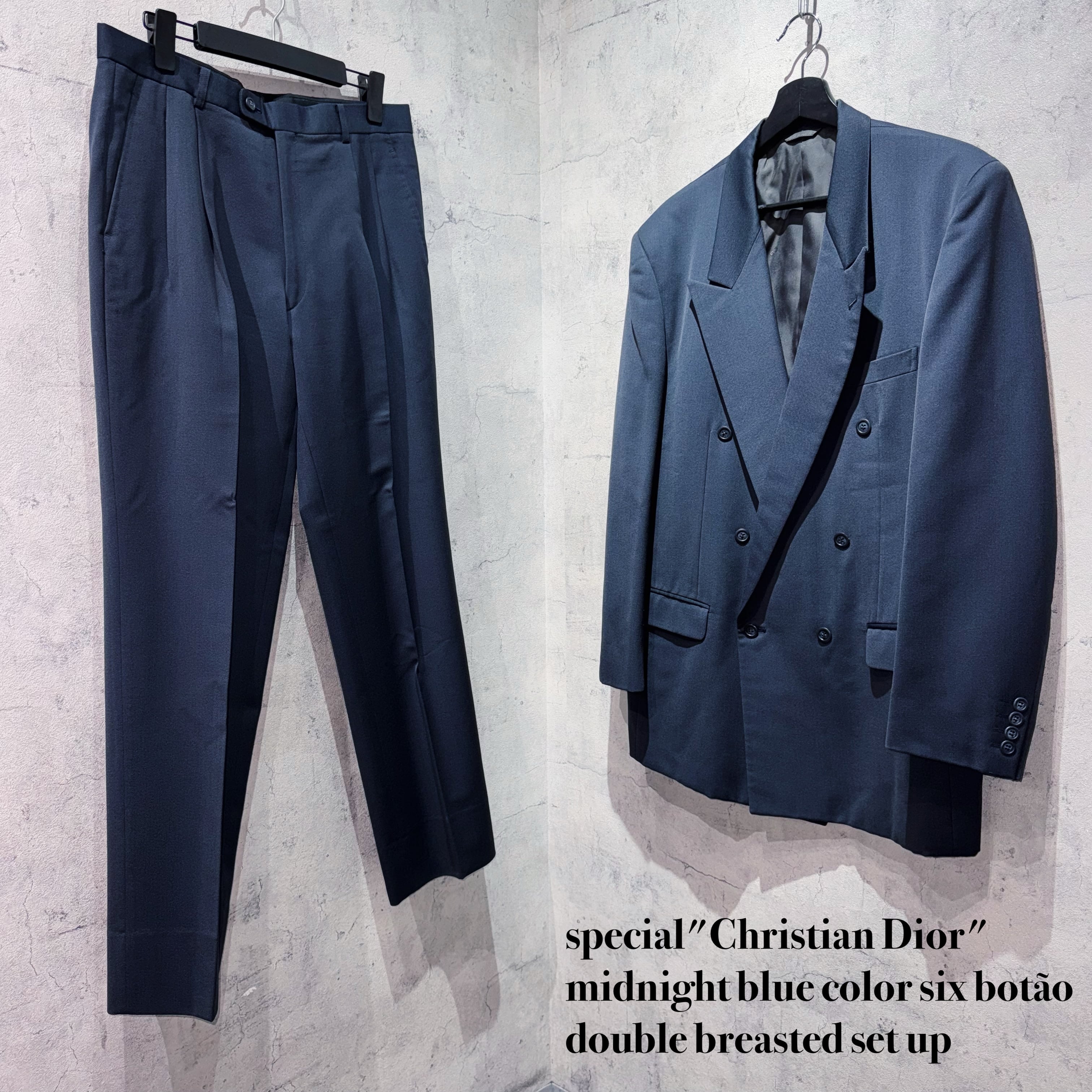 special"Christian Dior"midnight blue color six botão double breasted set up