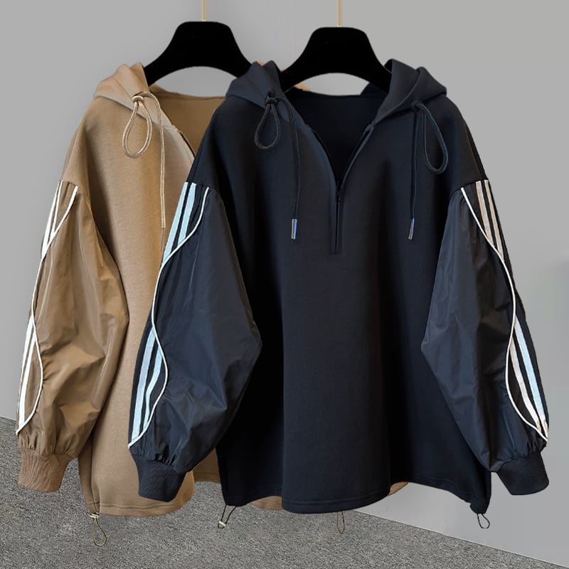 Zip up sleeve line hoodie 2 colors V2562