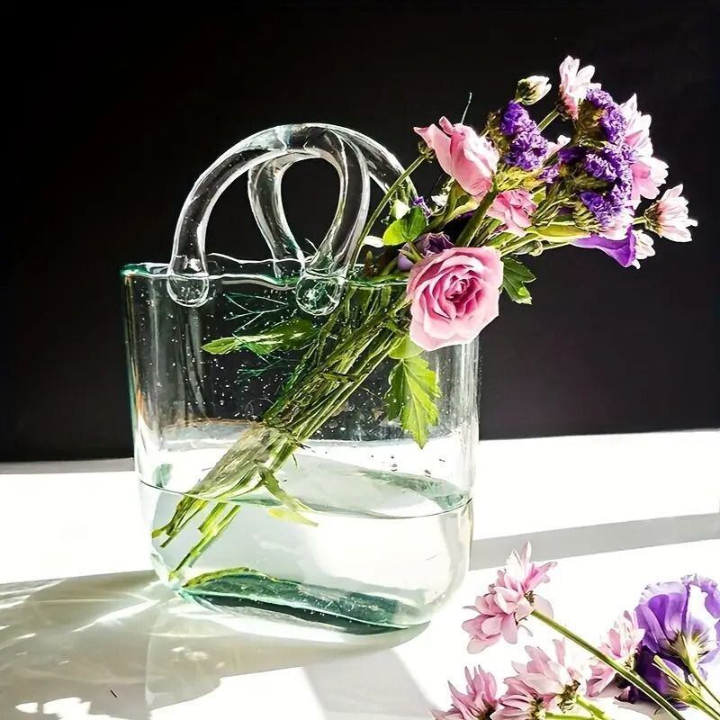 デザイン花瓶 ガラス 花瓶 フラワーベース ハンドバッグ型 花器