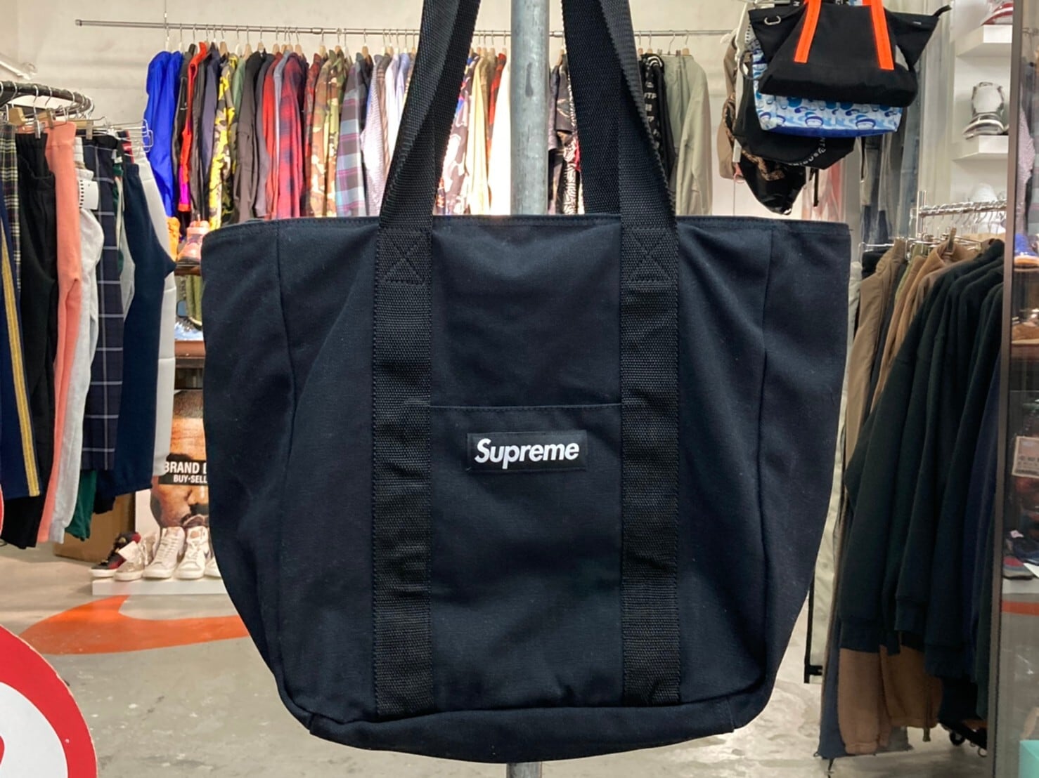 supreme canvas tote bag black