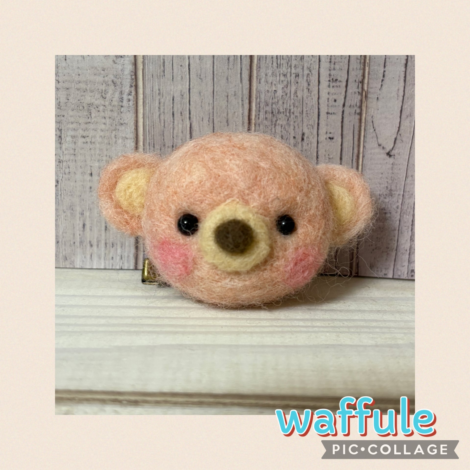 羊毛フェルトくま　人形 クリーム色 ピンク　OPERA作家 羊毛フェルトくま 人形 クリーム色 ピンク OPERA作家 羊毛フェルトくま