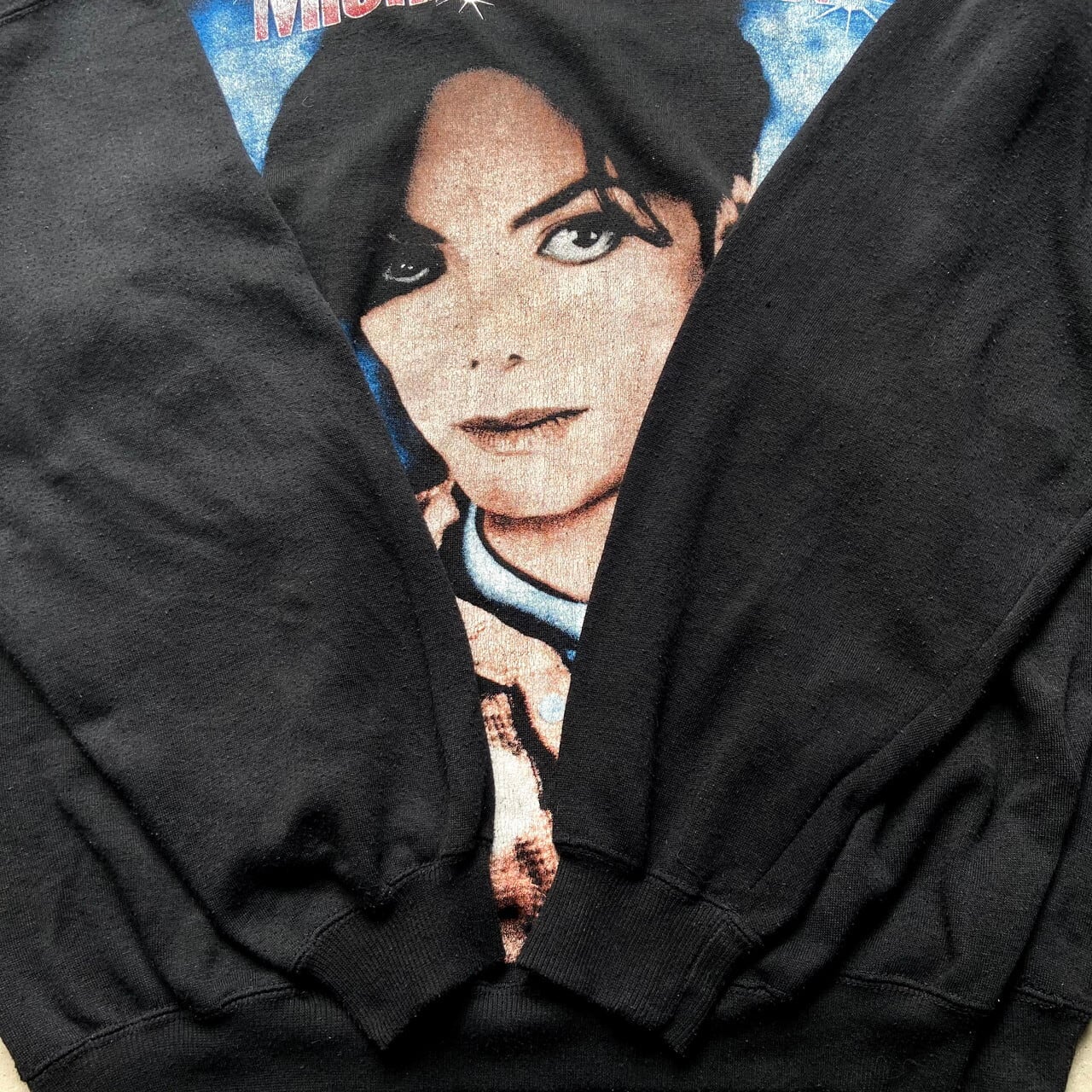 年代 MICHAEL JACKSON マイケルジャクソン バンド プリントスウェット メンズXL 古着 ヨーロッパ物 S ヴィンテージ  ビンテージ 両面プリント ブラック 黒スウェットVTGALFMSOLD   cave 古着屋公式古着通販サイト