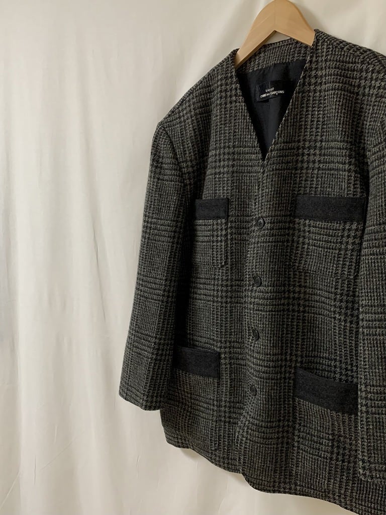 1980~90's Switched Design No Collar Jacket "tricot COMME des GARÇONS"