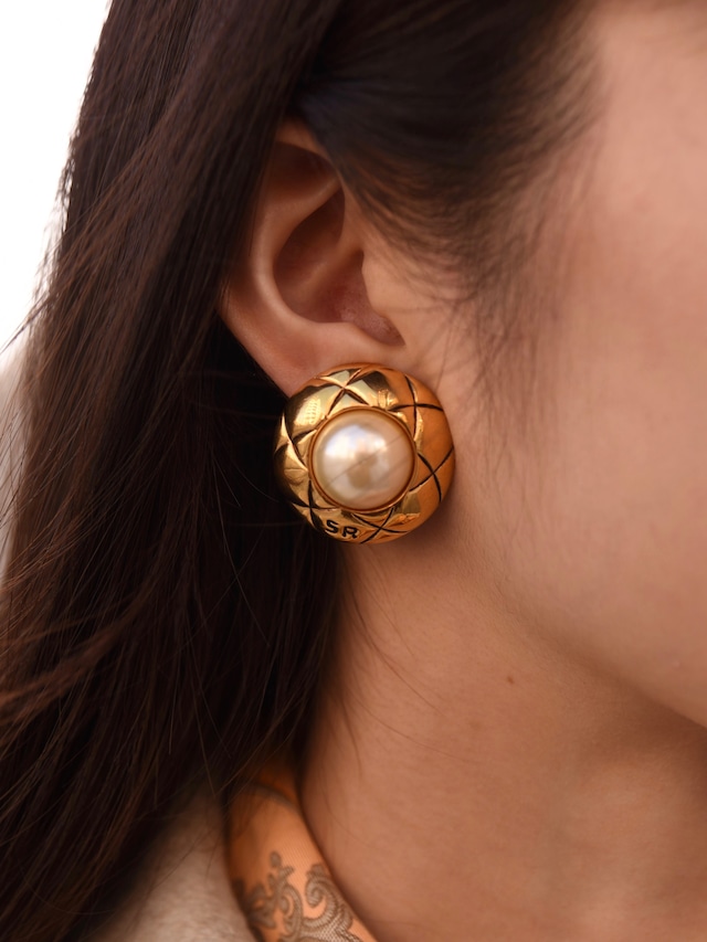 SONIA RYKIEL / vintage pearl design circle earrings.
