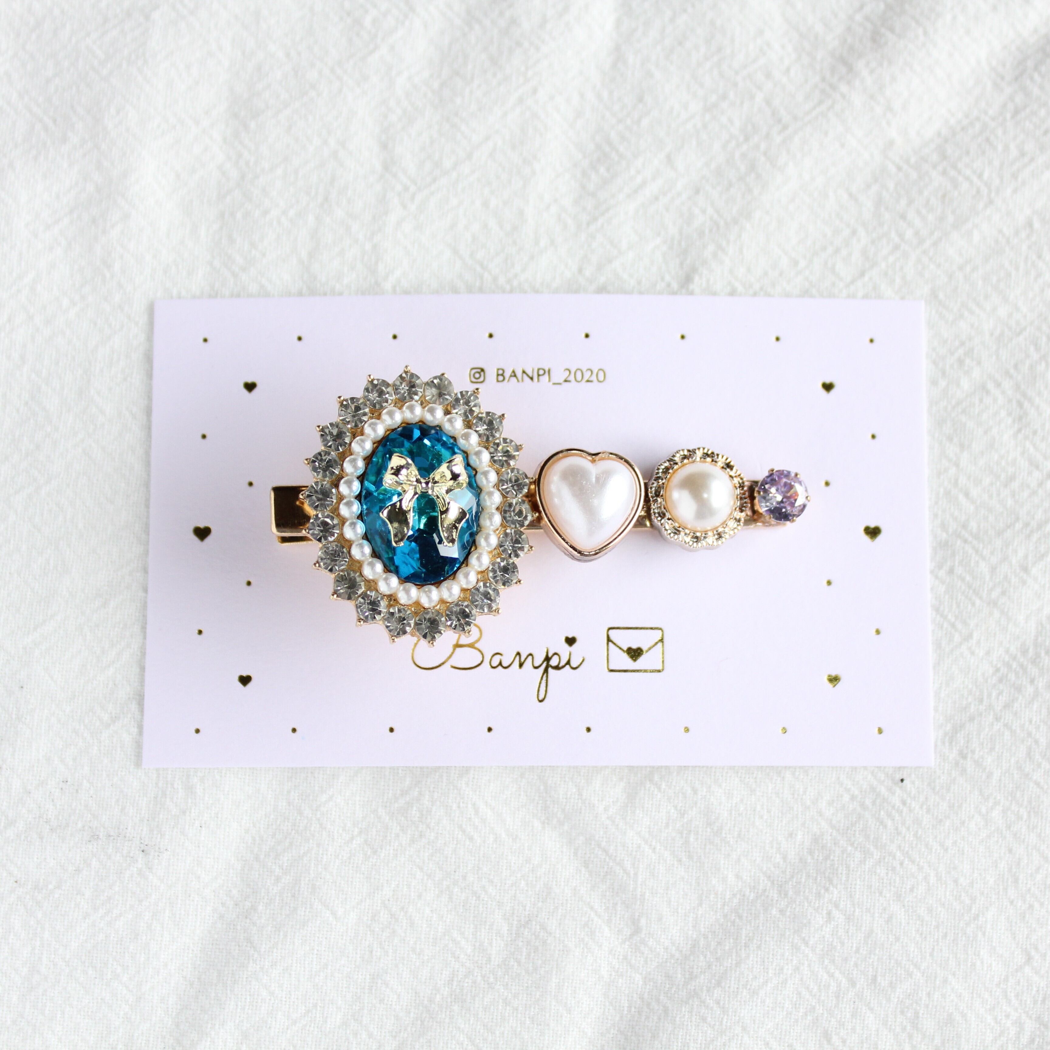 acca ビジュー付き青ヘアクリップ2個セット アッカクリップ2個 acca ビジュー付き青ヘアクリップ2個セット