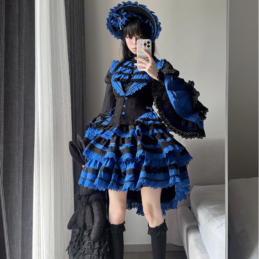 予約商品 ゴスロリ 3点 セットアップ 姫袖シャツ ベスト ケーキ