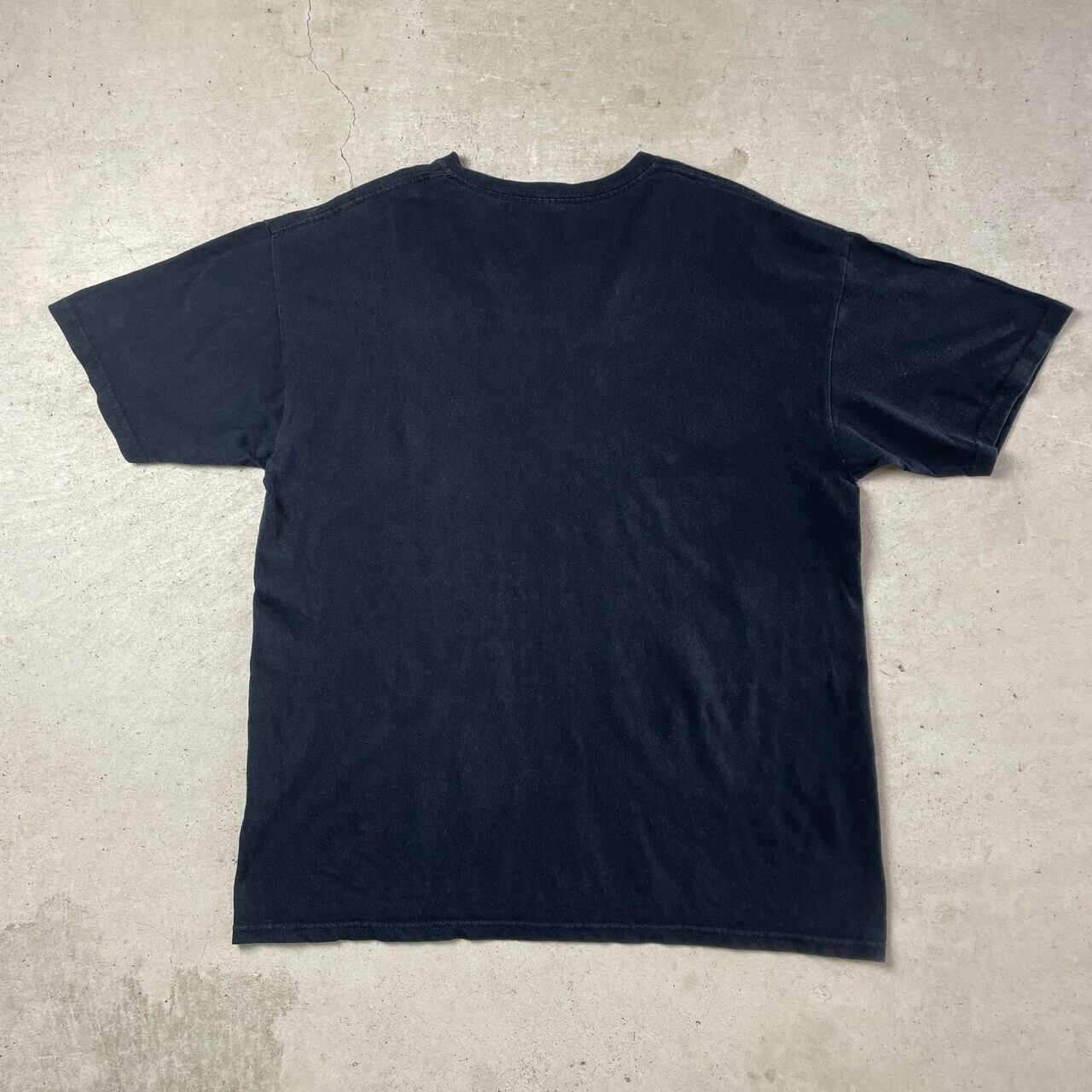 スカル プリント Tシャツ メンズXL 古着 ドクロ 骸骨 ブラック 黒 【T 