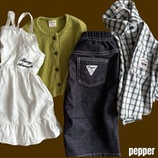 韓国子供服 / PEPPER / 26Autumn / モモ レイヤードワンピース / 秋服 *XS~XL *