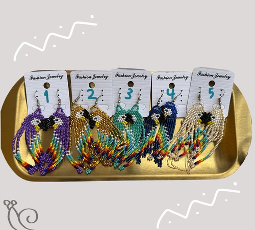 【ピアス】インコのビーズピアス