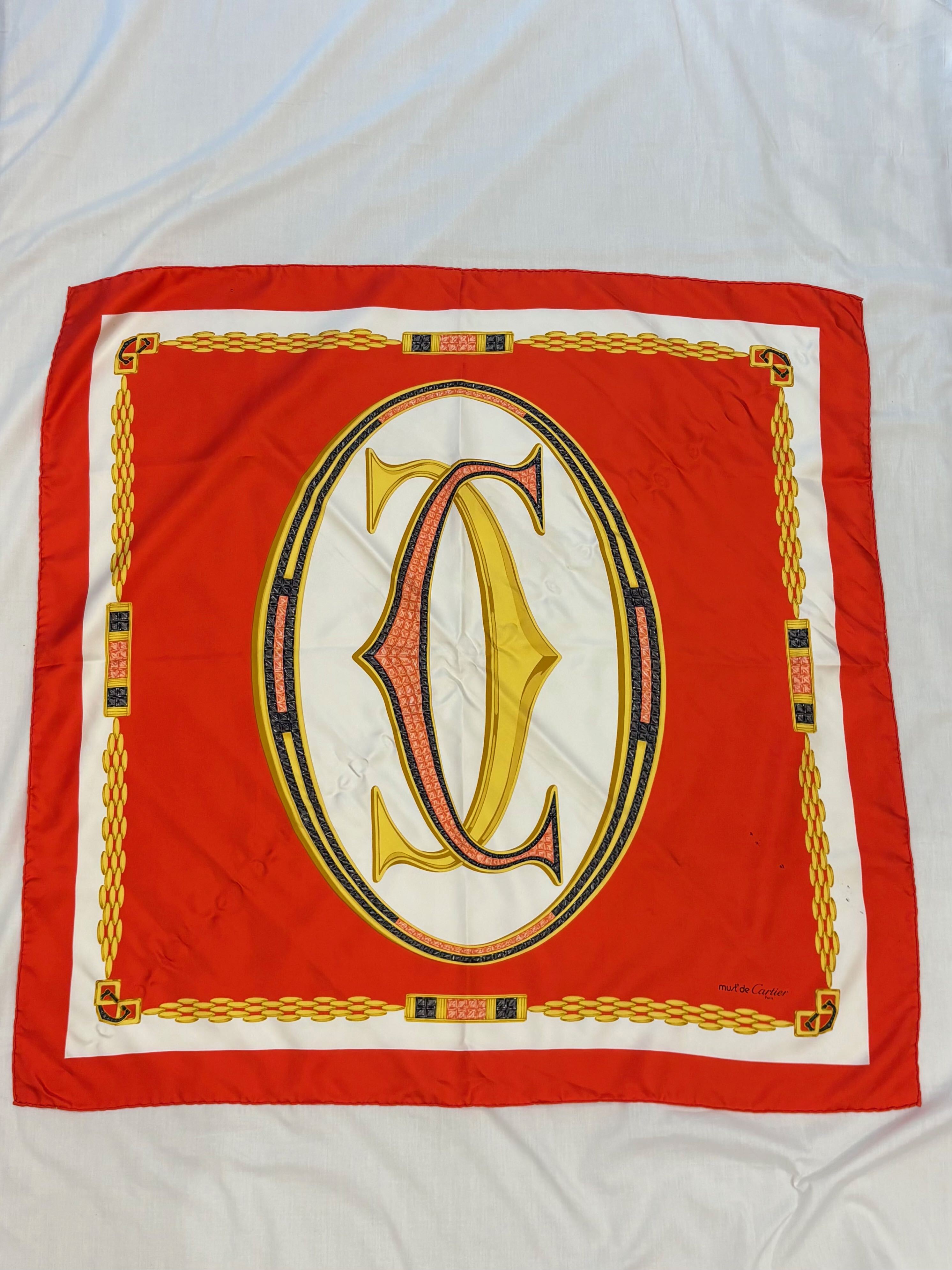 Cartier / vintage double C motif scarf. | AURA JAPON