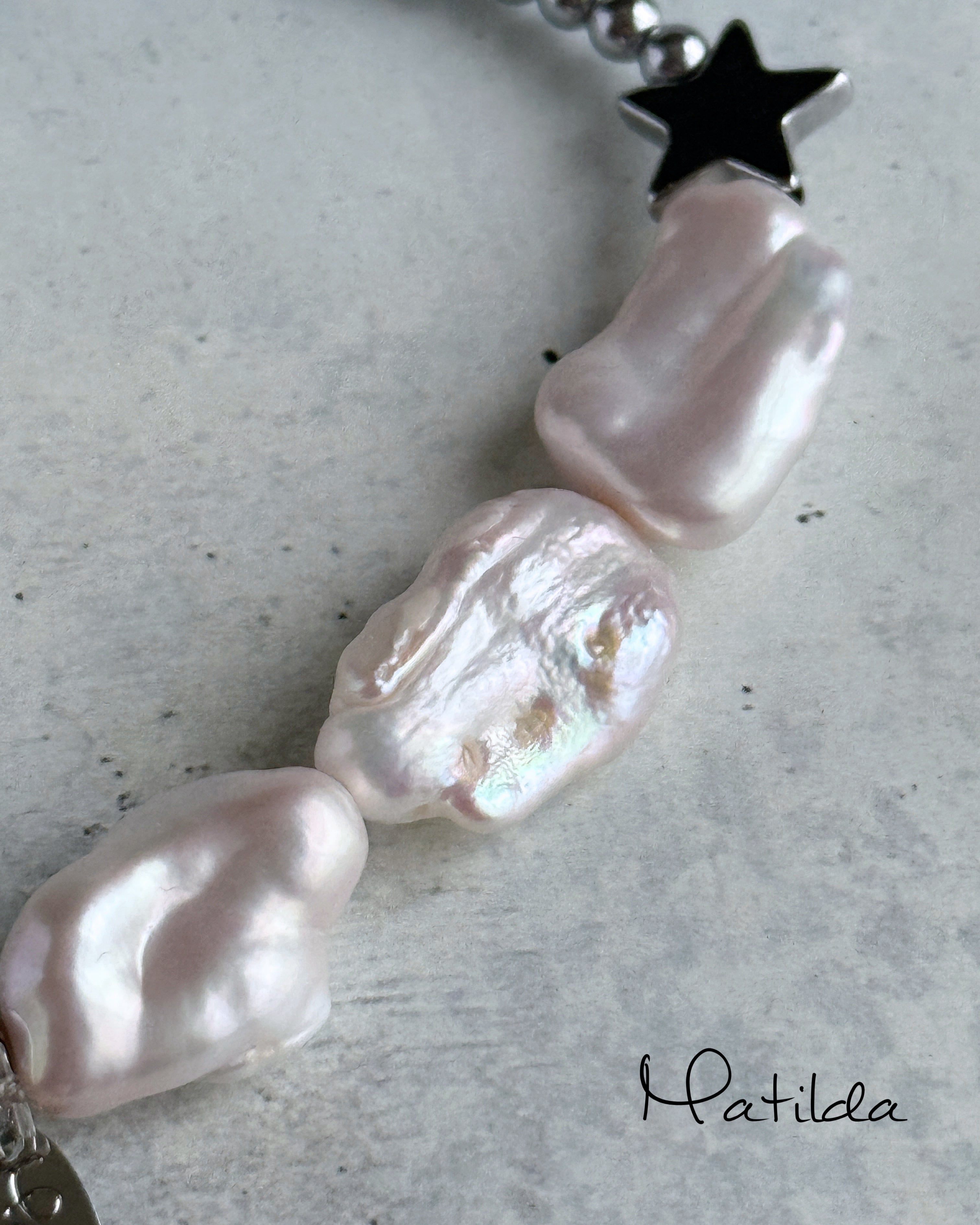 bicolor bracelet(淡水パール×ヘマタイト)