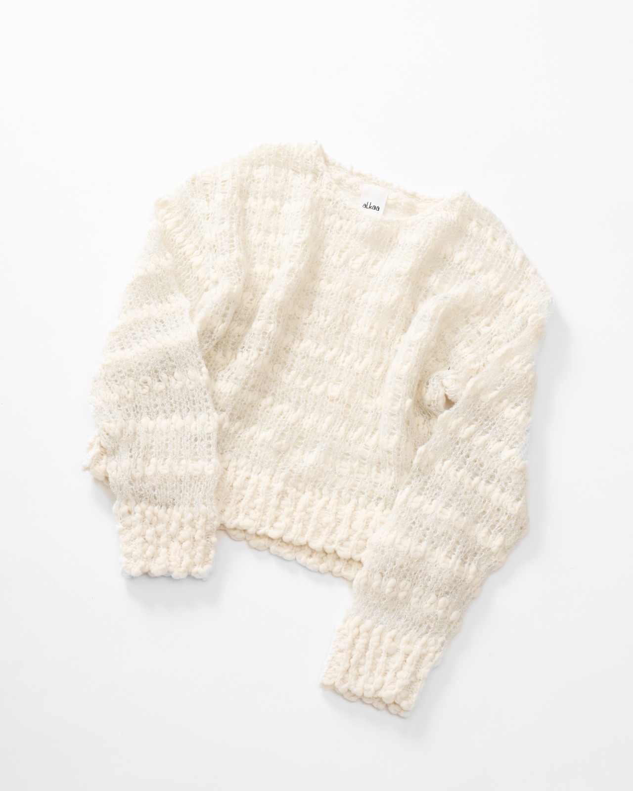 Circle Motif Mohair Thick Wave Pattern Pullover Knit