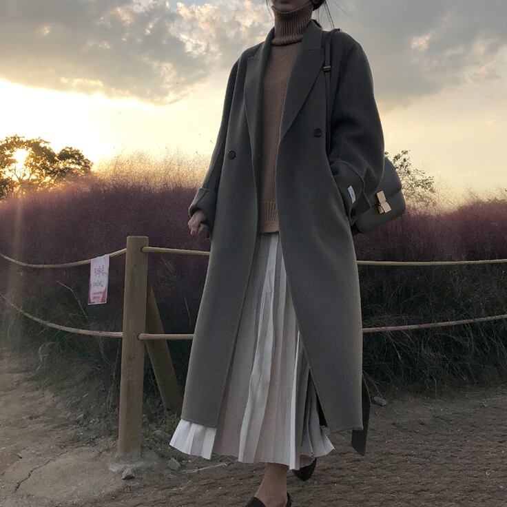 種類5：グレー/L アウター スプリングコート トレンチコート ロング丈