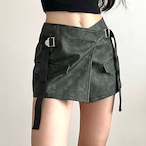 belt wrap mini skirt / l0566