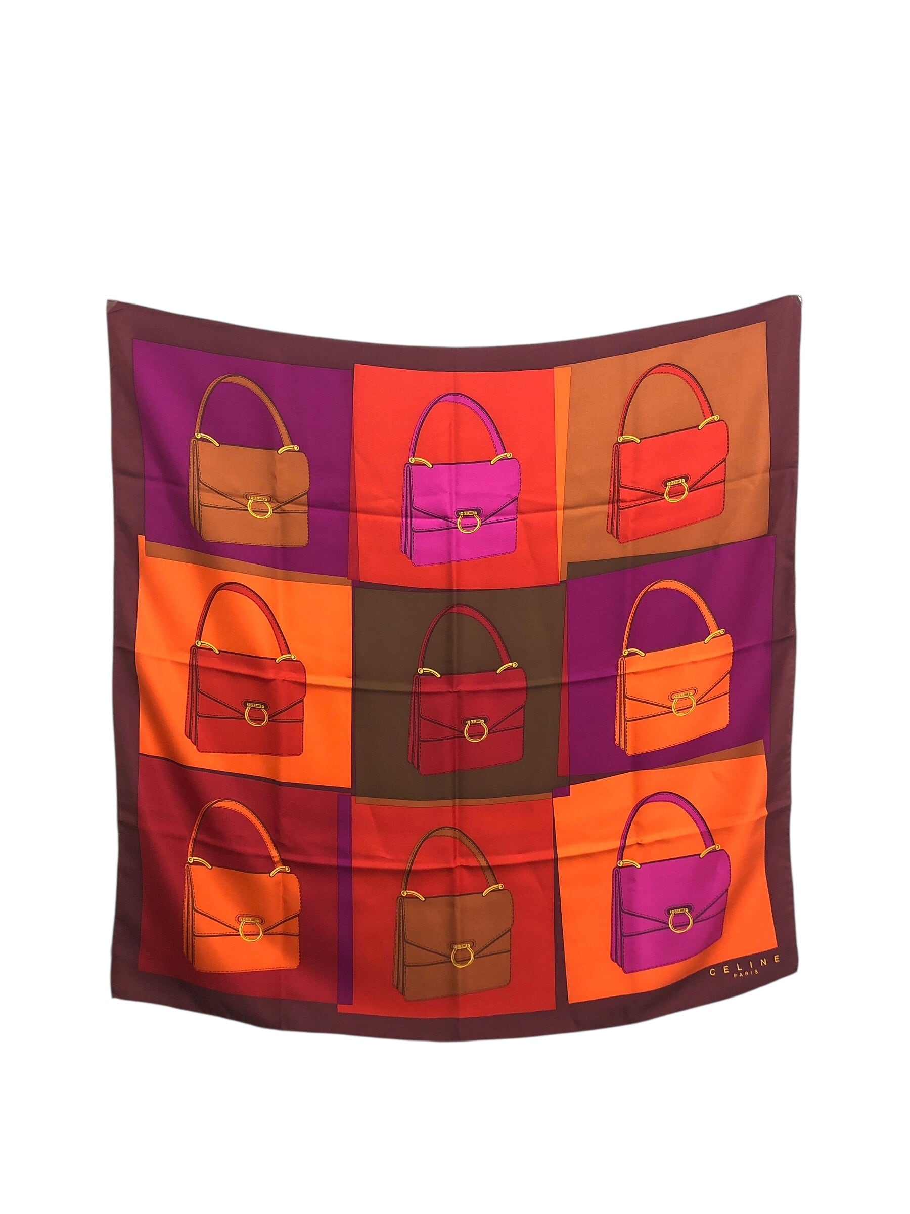 CELINE セリーヌ スカーフ オレンジ ガンチーニ シルク vintage ヴィンテージ オールド 7xaim4