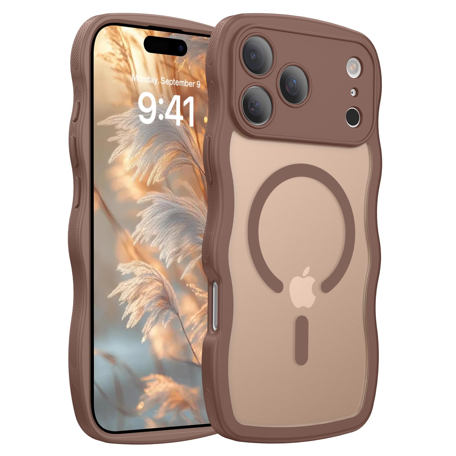 【最新型波状シリーズ】GaoBao iPhone 18 Pro 用 ケース うねうね シリーズ 半透明 波型 かわいい 茶色 ブラウン