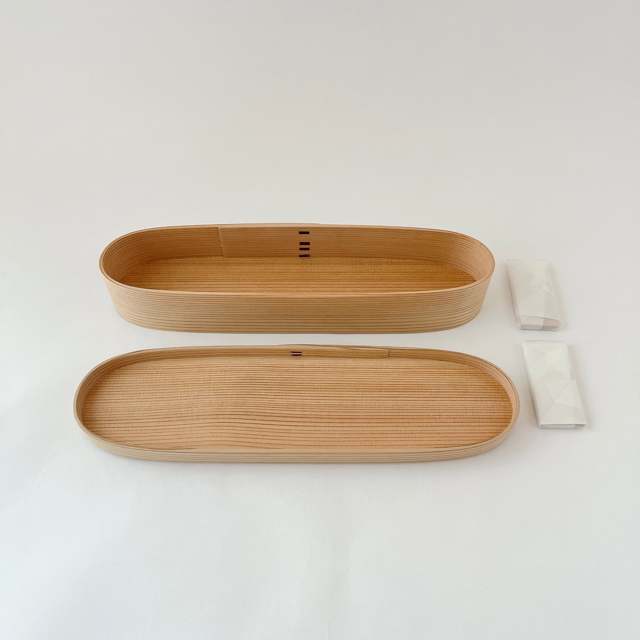 未使用品】 柴田慶信商店 / 白木弁当箱 (小判弁当箱) 長手弁当 小