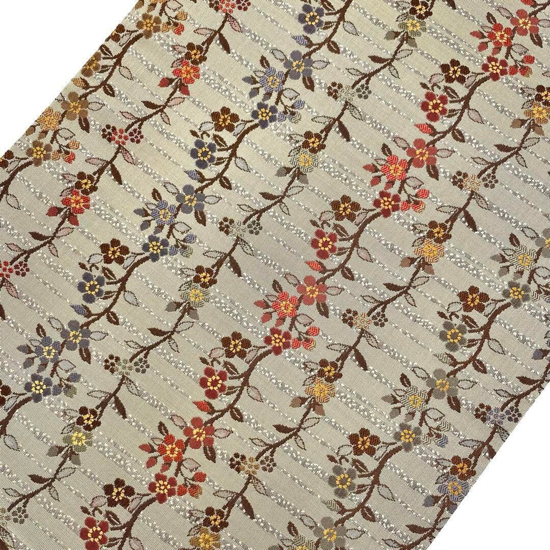 袋帯 西陣 縦柄花模様 象牙色 O-4063 | リユース着物わびさび 