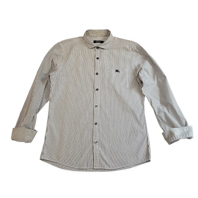 中古 バーバリーブラックレーベル BURBERRY BLACKLABEL 長袖シャツ クリーニング済み ストライプ柄 メンズ サイズ2