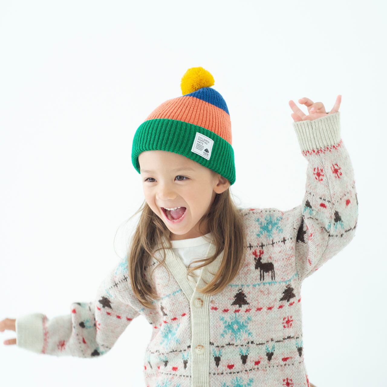 ニットキャップ【マルチグリーン】52cm ブランド 子供 帽子 男の子