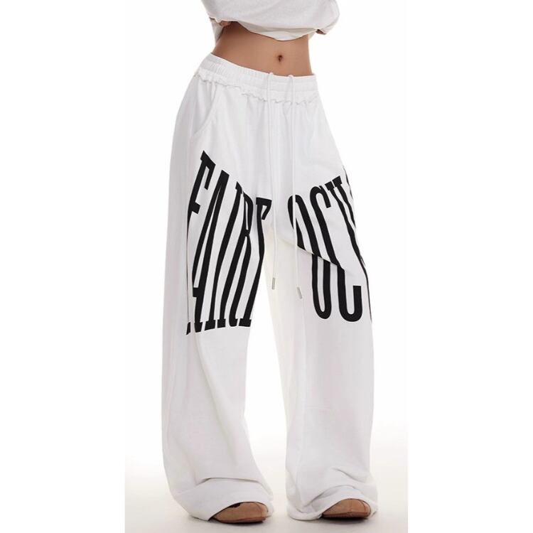 ドローストリング ワイドレッグ フルレングス パンツ ◆2col L00051