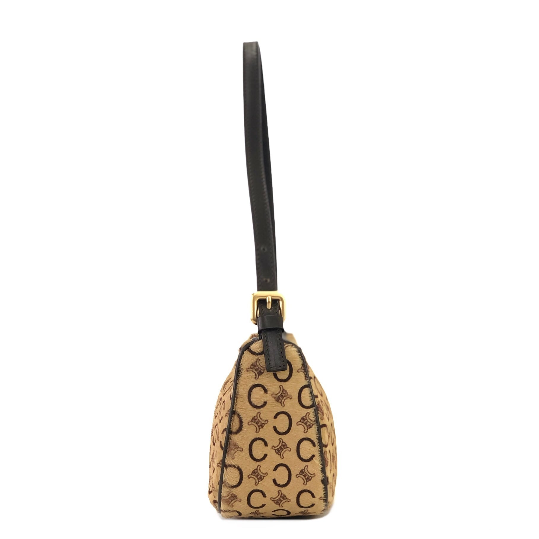 CELINE セリーヌ Cマカダム ハラコ セミショルダー ハンドバッグ