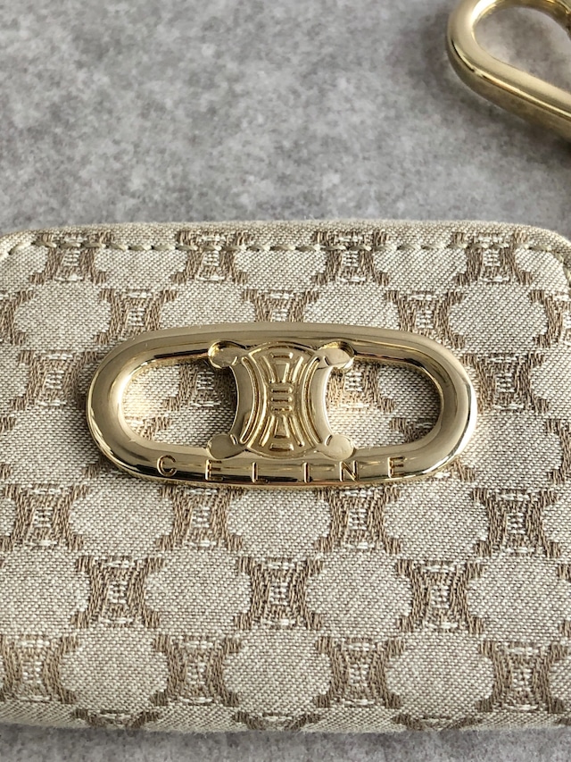CELINE セリーヌ ブラゾン コインケース ベージュ トリオンフ ジャガード vintage ヴィンテージ オールド nrkpks