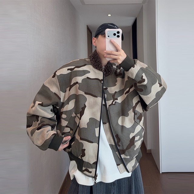 dannyandzeeカモ柄リバーシブルボアジャケット