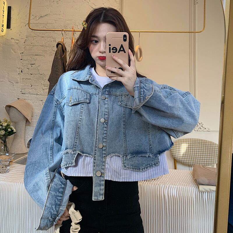 ジャケット スプリングルーズクロップトップ トップス 春物 試着室7827587253