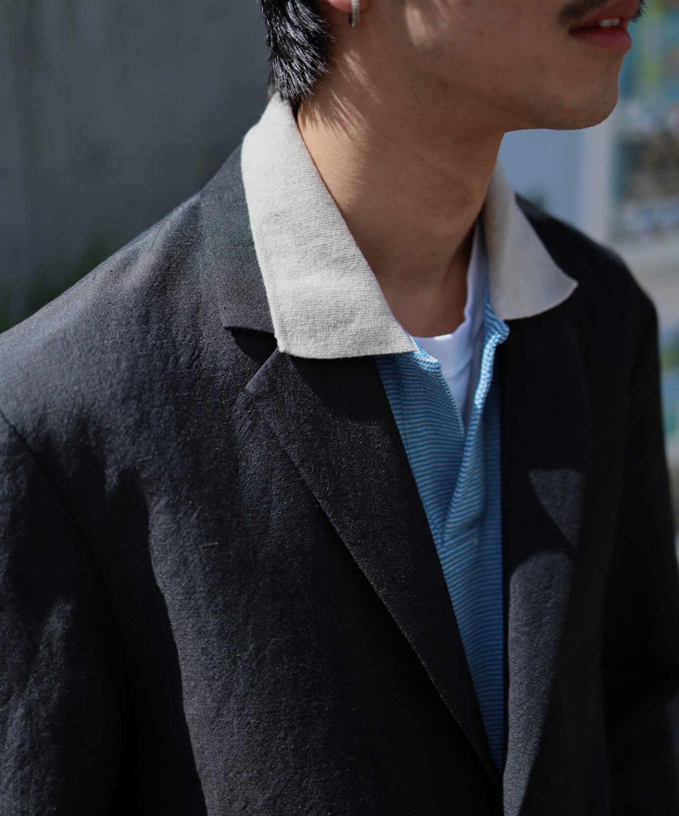 UNIVERSAL PRODUCTS. / 261-60404 WOOL LINEN 2B JACKET (CHARCOAL