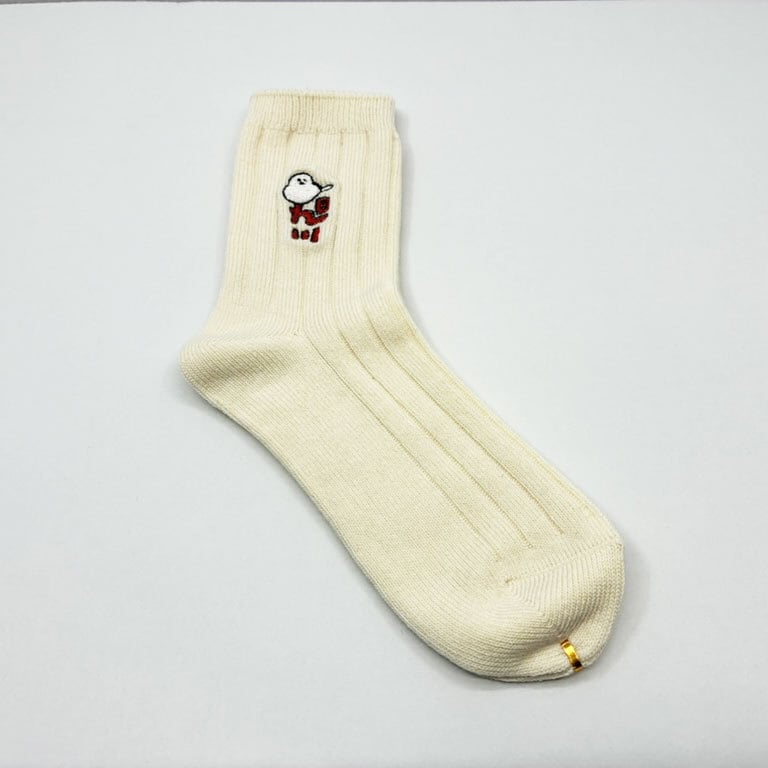 旭川 シマエナガ刺繍靴下 きなり色 / 靴下 / アッコモン