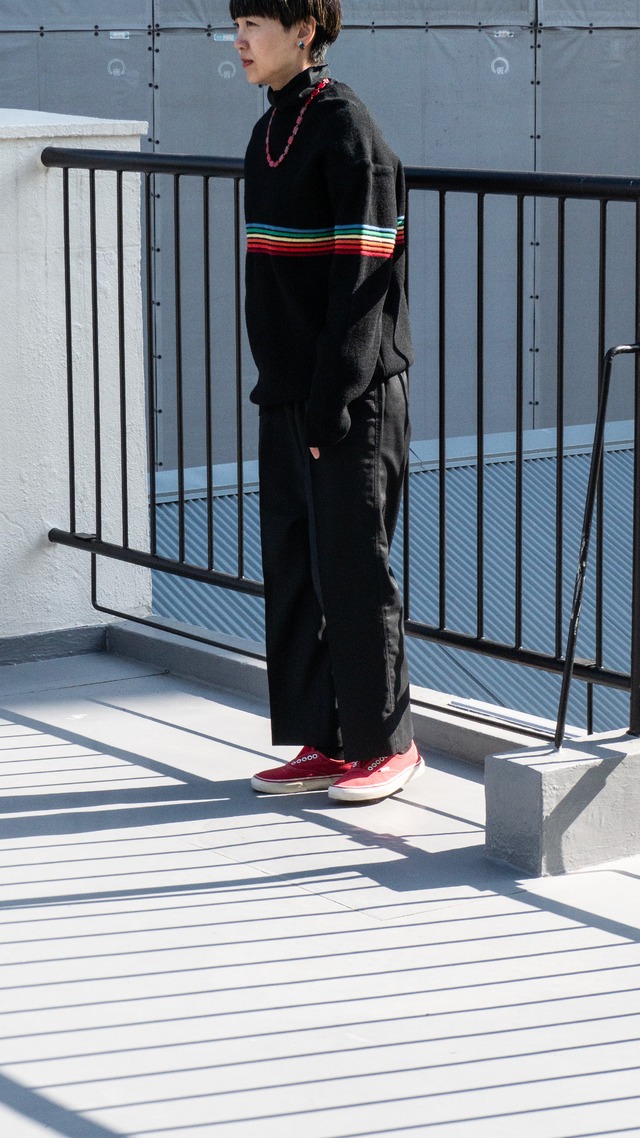 "WI" '80s vintage Black wool 6 colors linen knit