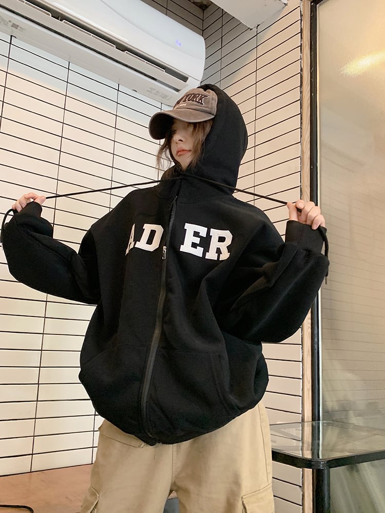 パーカー フード付き カジュアル ストリート おしゃれ ゆったり 韓国ファッション 大人可愛い Luluca 韓国トレンドファッション Luluca ルルカ